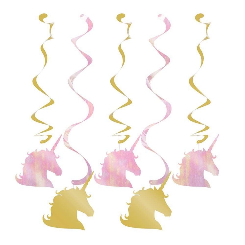 Unicorn Sparkle Swirl Decorations (Set of 5) | Unicorn Party Supplies