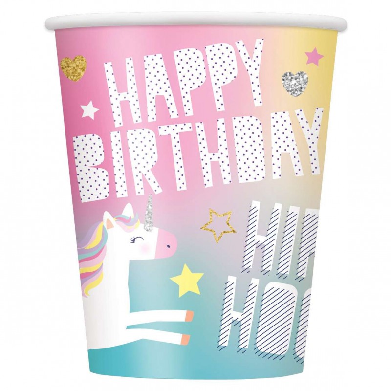 Rainbow Unicorn Paper Cups (Pack of 8) | Unicorn Party Supplies
