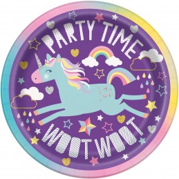 Rainbow Unicorn Small Plates (Pack of 8) | Discontinued Party Supplies