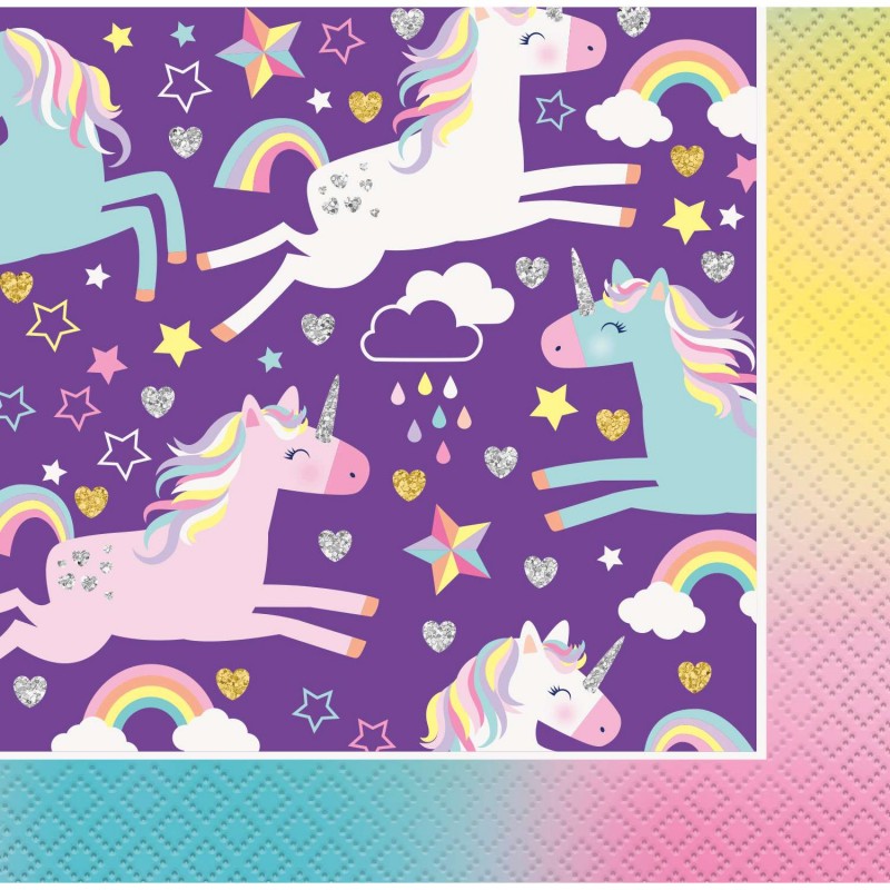 Rainbow Unicorn Small Napkins (Pack of 16) | Unicorn Party Supplies