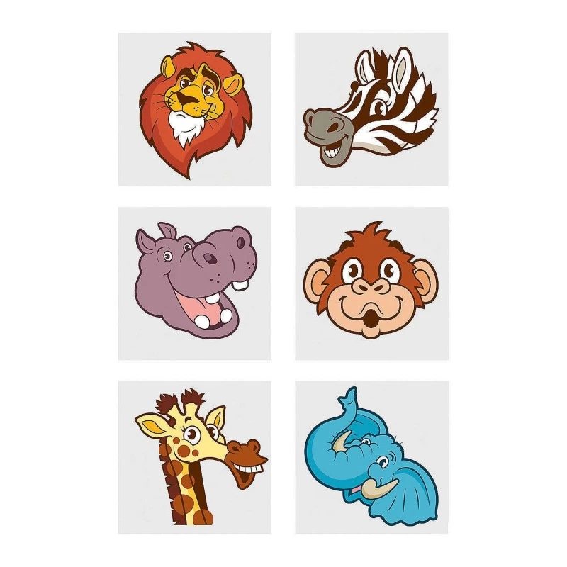 Jungle Zoo Animals Tattoos (Set of 72) | Jungle Animals Party Supplies