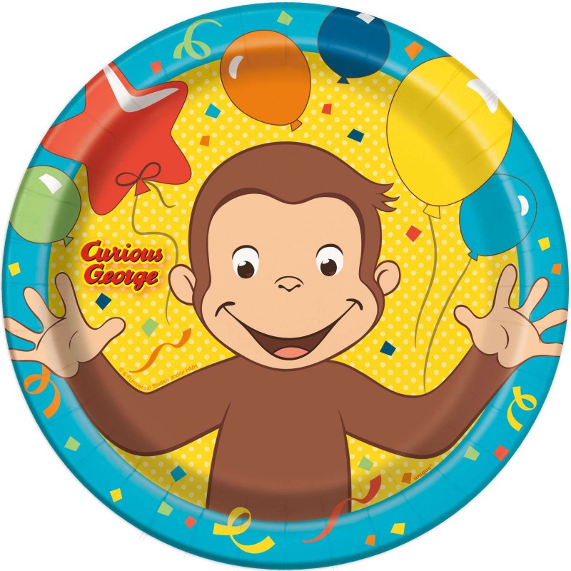 Curious George Large Plates (Pack of 8) | Curious George Party Supplies