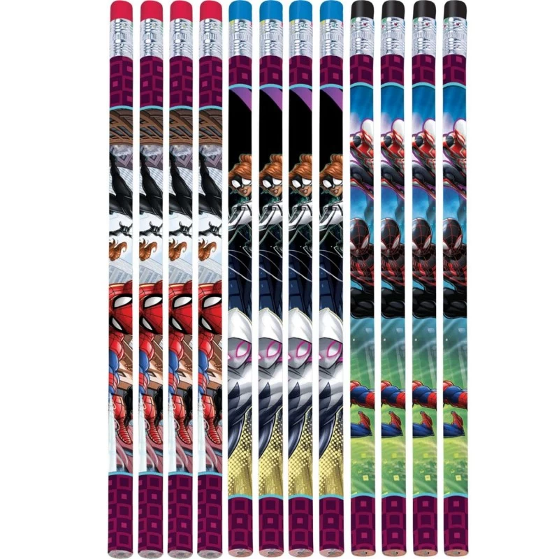 Spiderman Pencils (Pack of 12) | Spiderman Party Supplies