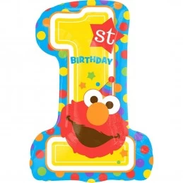 Sesame Street 1st Birthday Elmo Balloon | Sesame Street 1st Birthday Party Supplies