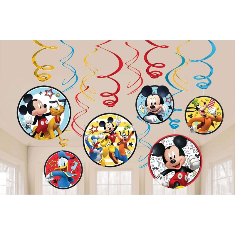 Mickey Mouse Swirl Decorations (Pack of 12) | Mickey Mouse