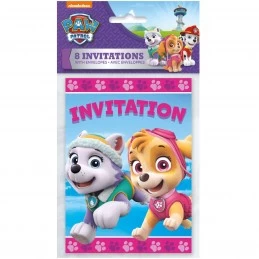 Paw Patrol Girl Party Invitations (Pack of 8) | Paw Patrol Party Supplies