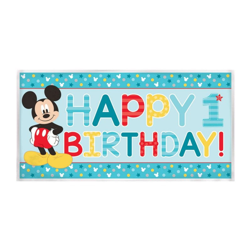 Mickey Mouse 1st Birthday Plastic Banner | Discontinued Party Supplies