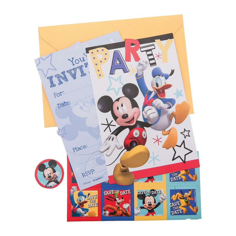 Mickey Mouse On The Go Invitations (Pack of 8) | Mickey Mouse Party Supplies