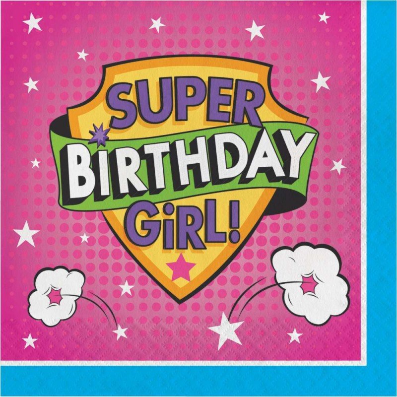 Superhero Girl Birthday Large Napkins Pack Of 16 Superhero Girls Party Supplies Who Wants