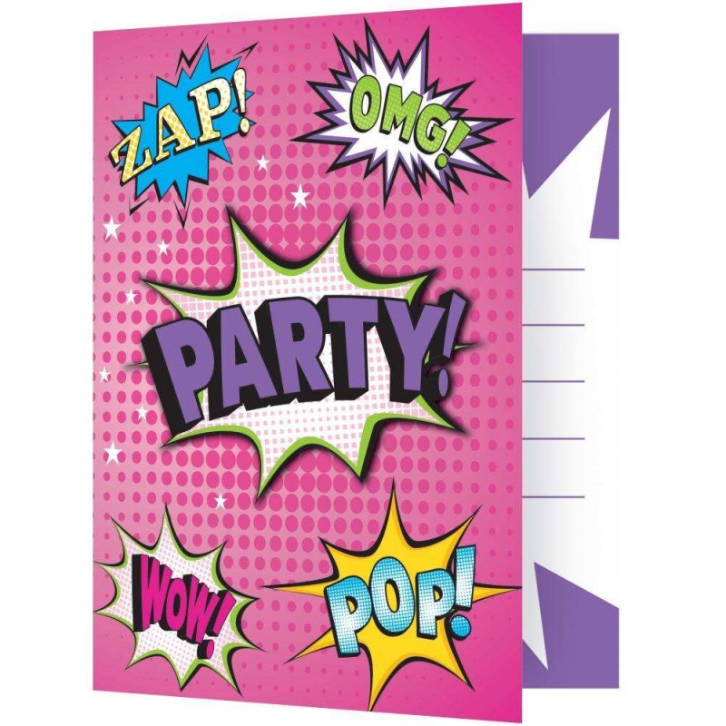 Superhero Girl Invitations (Pack of 8) | Superhero Girl Party Supplies