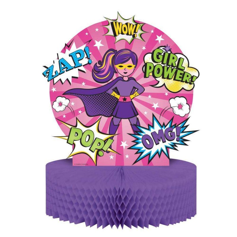 Superhero Girl Honeycomb Centrepiece | Superhero Girl Party Supplies