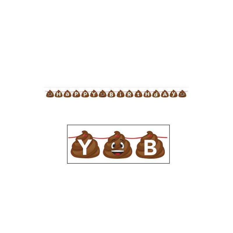 Emoji Poop Happy Birthday Banner | Emoji Party Supplies