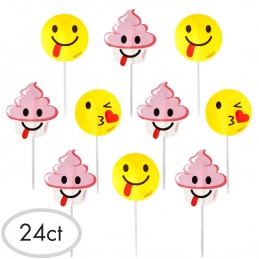Emoji Cupcake Picks (Pack of 24) | Discontinued Party Supplies