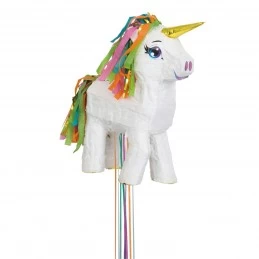 White Unicorn 3D Pull String Pinata | Unicorn Party Supplies