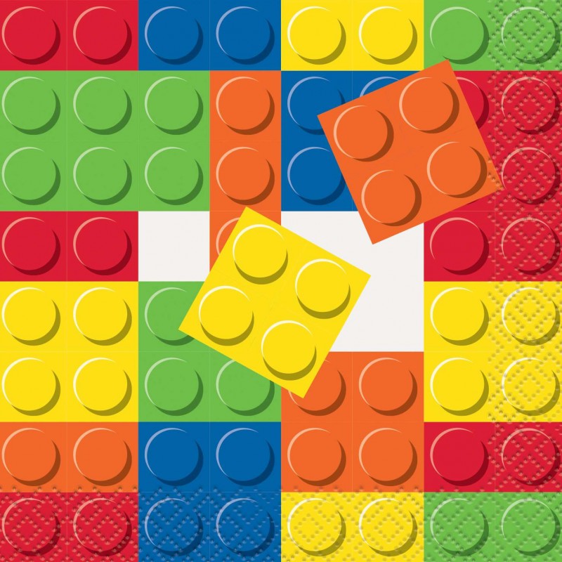 Block Party Small Napkins (Pack of 16) | Lego Party Supplies