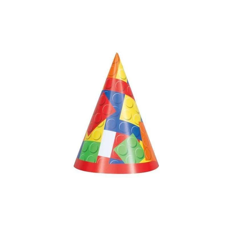 Block Party Hats (Pack of 8) | Lego Party Supplies