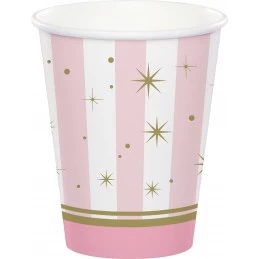 Ballerina Pink Striped Cups (Pack of 8) | Ballerina Party Supplies