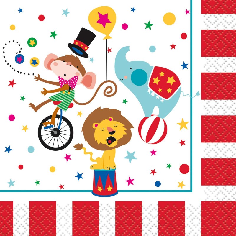 Circus Carnival Small Napkins (Pack of 16) | Discontinued Party Supplies