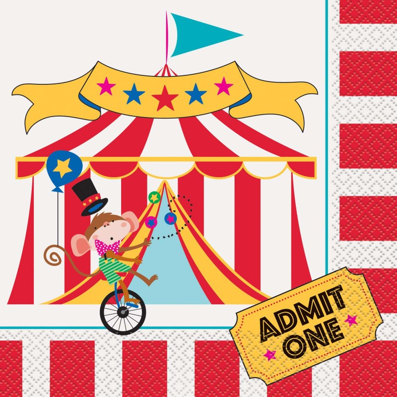 Circus Carnival Large Napkins (Pack of 16) | Discontinued Party Supplies