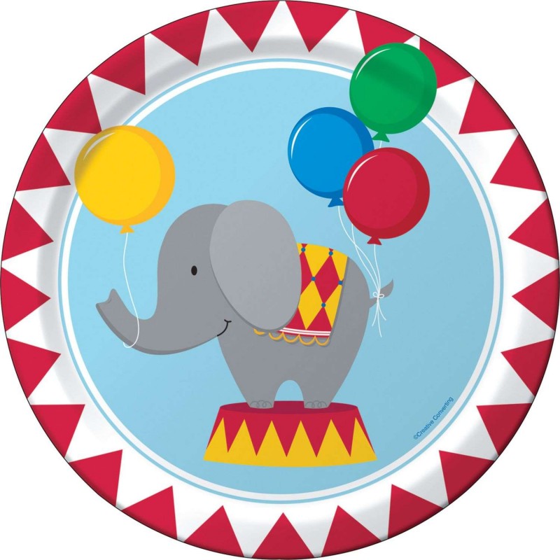 Circus Time Large Plates (Pack of 8) | Discontinued Party Supplies