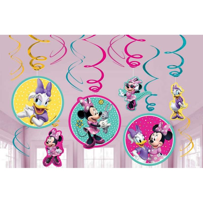 Minnie Mouse Happy Helpers Swirl Decorations (Pack of 12) | Minnie Mouse Party Supplies