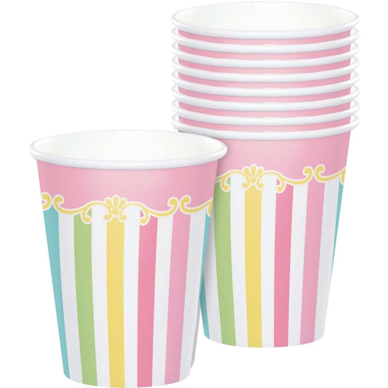 Pink Carousel Horses Paper Cups (Pack of 8) | Carousel Horses Party Supplies