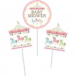 Pink Carousel Horses Centrepiece Sticks (Set of 3) | Pink Carousel Horses Party Supplies