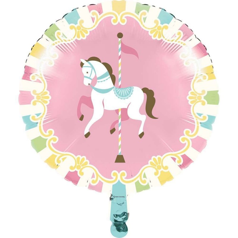 Pink Carousel Horses Foil Balloon | Carousel Horses Party Supplies