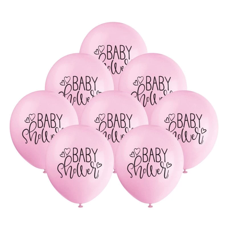 Pink Baby Shower Balloons (Pack of 8) | Baby Shower Balloons Party Supplies