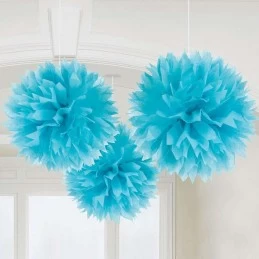 Blue Tissue Pom Poms (Pack of 3) | Decorations