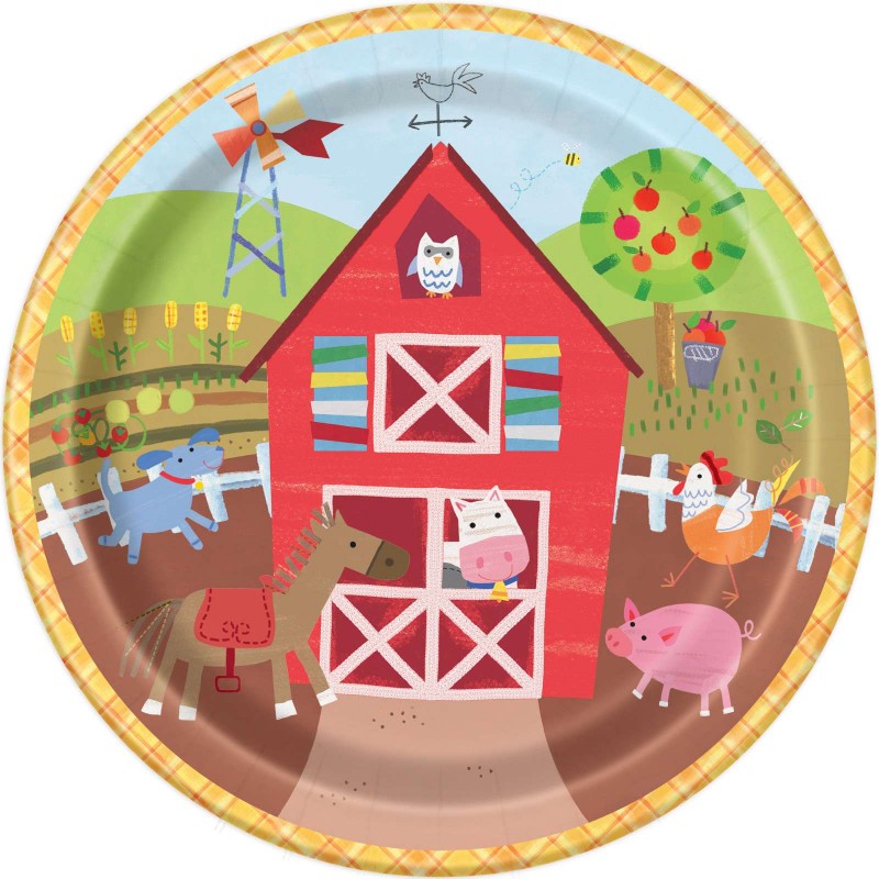 Farm Party Large Plates (Pack of 8) | Farm Party Party Supplies