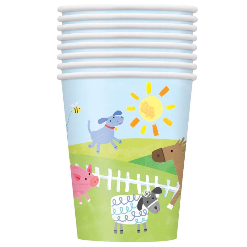 Farm Party Paper Cups (Pack of 8) | Farm Party Party Supplies