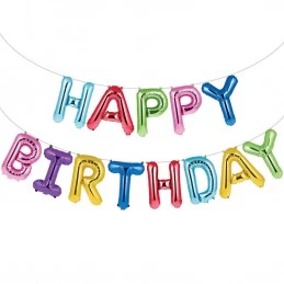 Rainbow Happy Birthday Foil Letter Balloon Banner | Letter Balloons Party Supplies