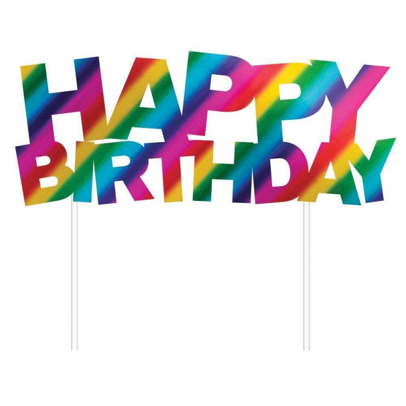 Rainbow Happy Birthday Foil Cake Topper Rainbow Happy Birthday Foil Cake Topper