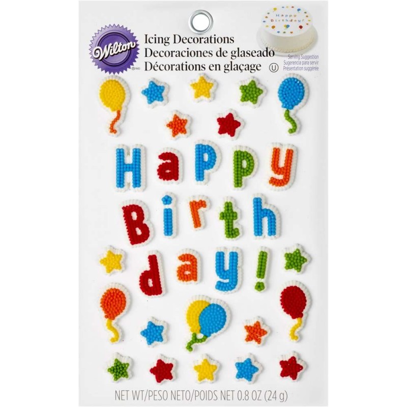 Rainbow Happy Birthday Icing Decorations | Wilton Party Supplies