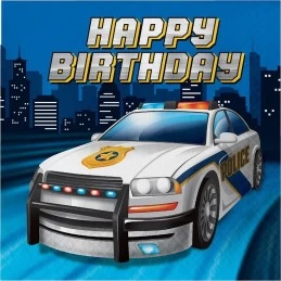 Police Party Happy Birthday Large Napkins (Pack of 16) | Police Party Supplies