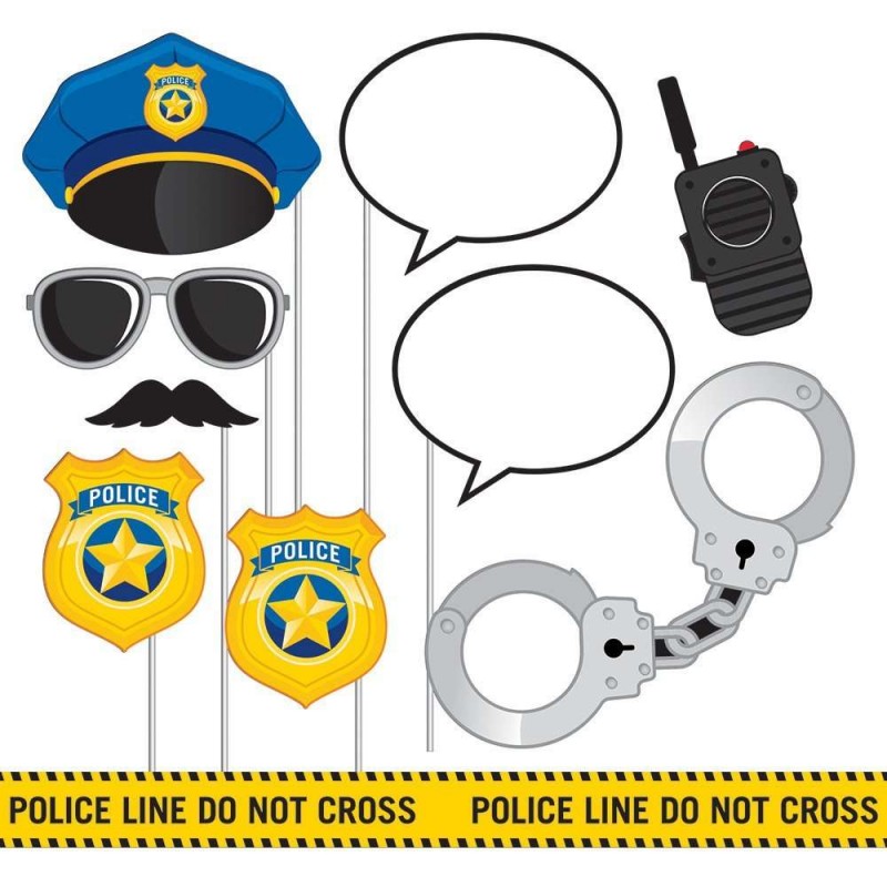 Police Party Photo Booth Props (Set of 10) | Police Party Supplies