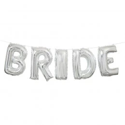 Silver Bride Foil Letter Balloon Banner | Wedding/Bridal Shower Balloons Party Supplies