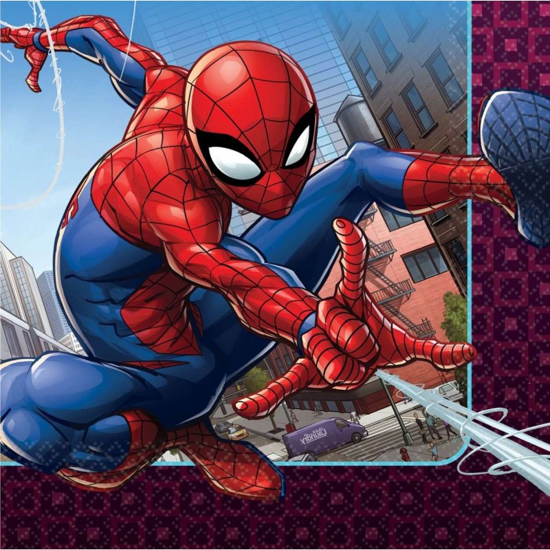 Spiderman Webbed Wonder Large Napkins (Pack of 16) | Spiderman Party Supplies