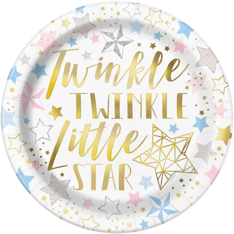 Twinkle Twinkle Little Star Large Plates (Pack of 8) | Twinkle Twinkle Little Star Party Supplies