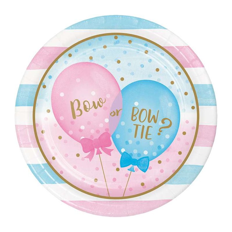 Gender Reveal Balloons Large Plates (Pack of 8) | Gender Reveal Party Supplies