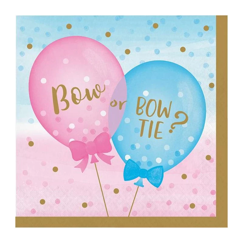 Gender Reveal Balloons Large Napkins (Pack of 16) | Gender Reveal Party Supplies