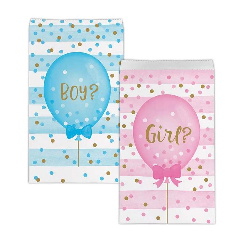 Gender Reveal Balloons Paper Favour Bags (Pack of 10) | Gender Reveal Party Supplies
