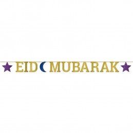 Eid Mubarak Glitter Banner | Ramadan/Eid Party Supplies