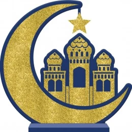 Glitter Crescent Moon & Mosque Eid Table Sign | Discontinued Party Supplies