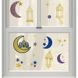 Glitter Eid Window Decorations (Set of 15) | Ramadan/Eid Party Supplies