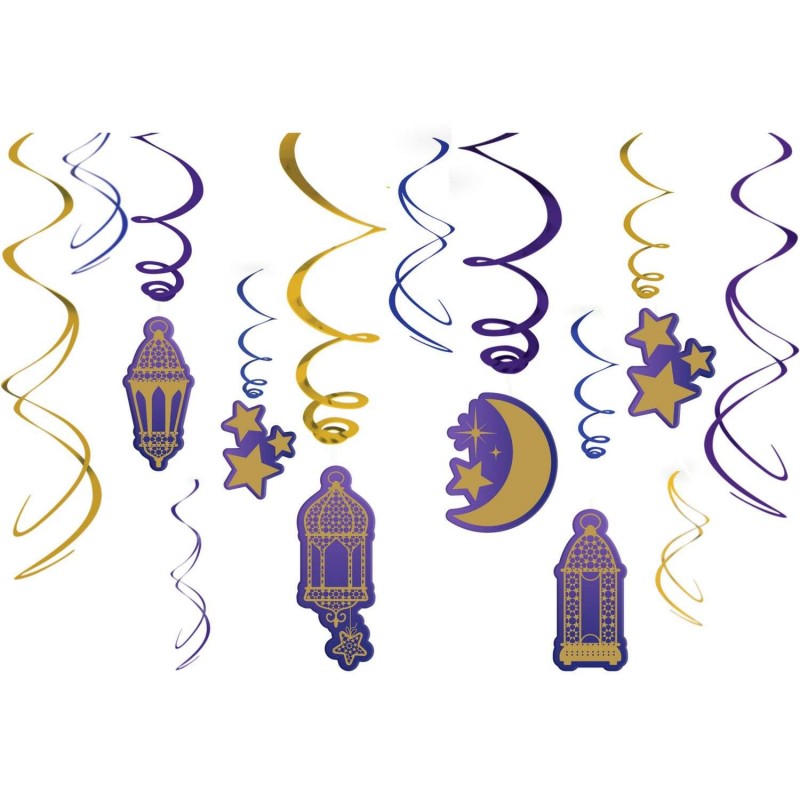 Eid Swirl Decorations (Set of 12) | Ramadan/Eid Party Supplies