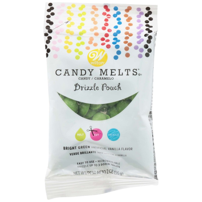 Wilton Bright Green Candy Melts Drizzle Pouch (56g) | Discontinued Party Supplies