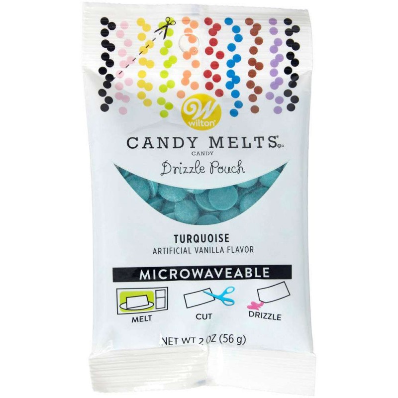 Wilton Turquoise Candy Melts Drizzle Pouch (56g) | Discontinued Party Supplies