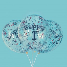 Nautical 1st Birthday Confetti Balloons (Pack of 6) | Nautical 1st Birthday Party Supplies